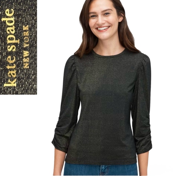 kate spade Tops - Kate Spade New York Metallic Jersey 3/4 Sleeve Top | Size M | Like New